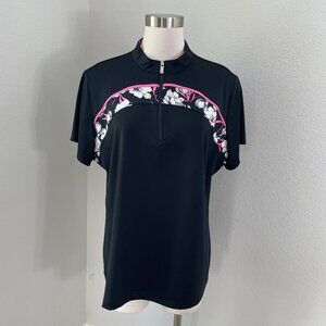Tail Womens Plus XXL Floral Black Pink Golf Polo Shirt Short Sleeve Activewear